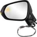 Driver Side Mirror Assembly Compatible with Lexus RX 350 350L 450h 450hL 2016-2022 with Heated, Blind Spot Monitor, Turn Signal, Power Folding Adjust Memory Black (13 Pin Left)