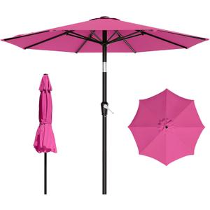 AreShark 9 FT Patio Umbrella for Outdoor, Outdoor Table Umbrella with Push Button Tilt and Crank, Outdoor Patio Umbrellas with 8 Sturdy Ribs for Market, Garden, Pool (Rose Pink)