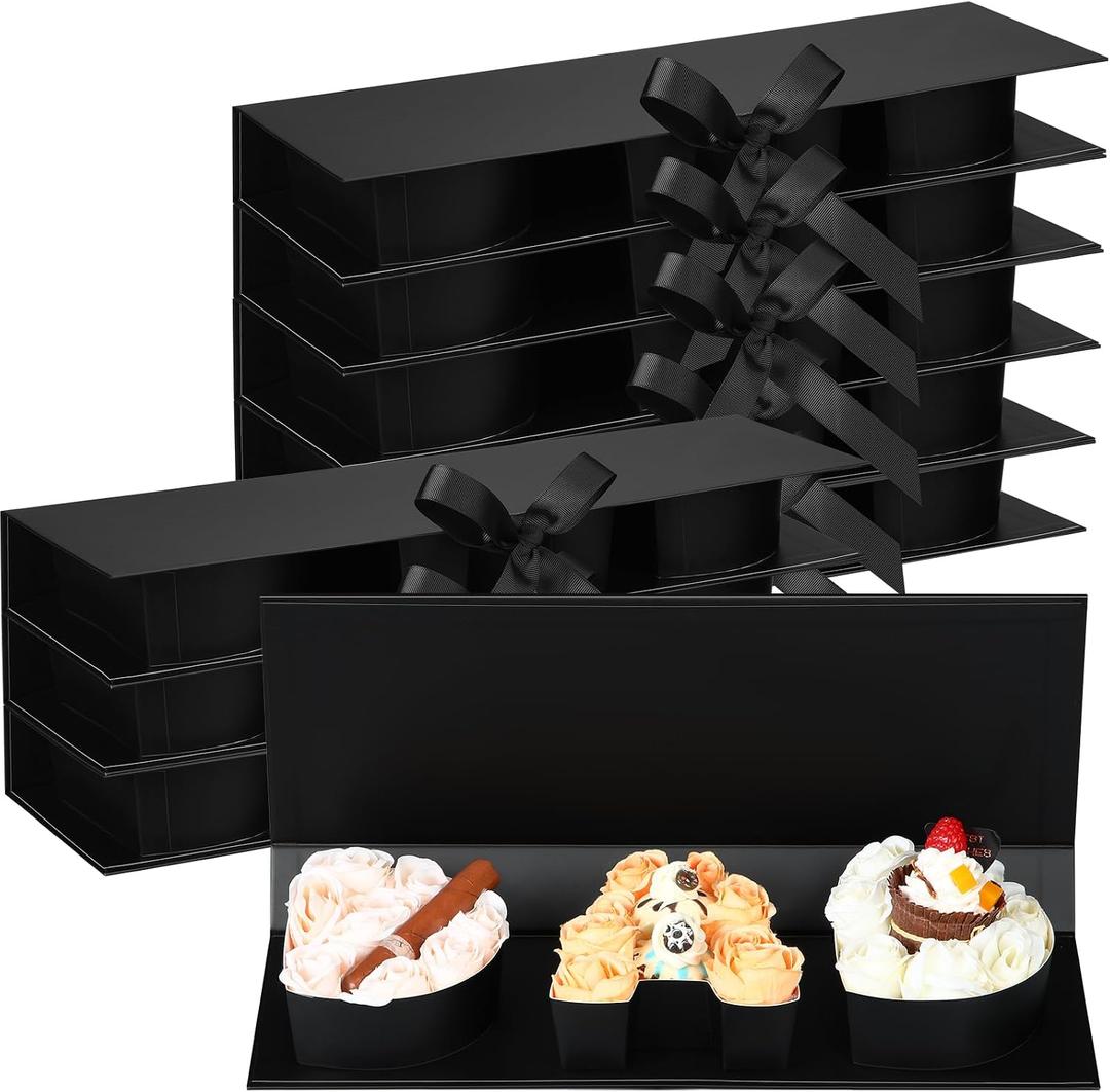Trandraft 8 Pcs Father Day Gifts Box with Lids Dad Letter Cardboard Flowers Decorative Box Charcuterie Fillable Floral Bouquet Florist Packaging for Men Grafather Birthday Party(Black)