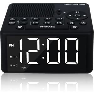 Digital Alarm Clock Radio with AM/FM Radio, Presets, Scan, Dual Weekday/Weekend Alarms, Snooze, Sleep Timer and Dimmable White LED Display for Bedroom, Living Rooms, Kitchens, Offices (White)