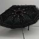 Vintage Lace Parasol Gothic Lolita Umbrella UV Sun Protection Witch Cosplay Photoshoot Props Party Decoration (Black2)