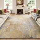 Beige Gold Washable Rug 6x9 Area Rugs for Living Room Bedroom Carpet, Indoor Vintage Abstract Boho Large Rug Non Slip Faux Wool Rugs for Dorm, Dining Room Table, Nursery, Kids Playroom