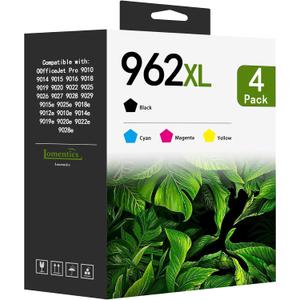 962XL Ink Cartridges Combo Pack (4-Pack, Black/Cyan/Magenta/Yellow) Replacement for HP 962XL 962 Ink Cartridge OfficeJet Pro 9010 9010e 9015 9015e 9018 9018e 9020 9022 9025e Printer