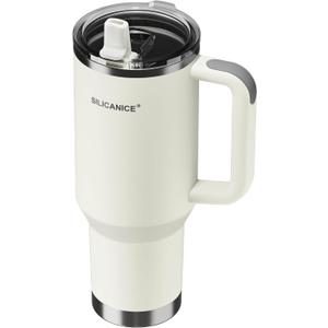 For Travel & Gym Never Drink from a Moldy Lid Again: 40oz Hygienic Tumbler, 100% Leakproof Lid & Removable Foldable Spout. Reinforced Base, Fits Cup Holders - Cream