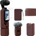 Case for DJI Osmo Pocket 3/Xtra Muse Camera, Soft Silicone Protective Case, Anti-Scratch, Slim Fit Skin with mic Cover and Screen Protector Accessories for Osmo Pocket 3/Xtra Muse (Brown)