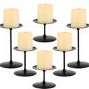 Elsjoy Set of 6 Pillar Candle Holders, Metal Pillar Candle Stand Black Candle Holders, Fireplace Candelabras Set for Home Decor, Table Centerpiece, Wedding, 3 Sizes