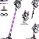 VIAFLY Cordless Vacuum Cleaner, 500W 40Kpa 60Mins Vacuum Cleaners for Home, Self-Standing Stick Vacuum with LDE Display, Wall Mount Charging, Anti-Tangle Wireless Vacuum for Carpet Pet Hair Hardfloor