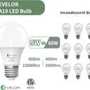2 x evelor 6-Pack A19 LED Light Bulbs,60 Watt Equivalent Soft White 2700K with E26 Base,Efficient 9W,800 Lumens Non-Dimmable Warm White LED Bulbs,15000 Hours, Ideal for Bedroom Living Room