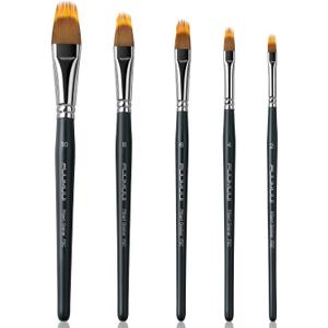 5Pcs Dual-Layer Grainer Paint Brush Set Fuumuui Texture Comb/Filbert Brushes for Grass, Fur, Trees, Landscape Synthetic Bristles for Watercolor, Acrylic, Painting Artist Tool