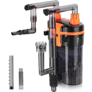 hygger External Hang-On-Back Canister Aquarium Filter,Quiet Fish Tank Filter with 3-Stage Filtration,Anti-Dry Burn Motor,Adjustable Flow,Oil Skimmer,Duckbill Nozzle,Shower Spray Bar (5W,10 gal)