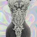 Handmade Rhinestones Lace Bodice Applique Sew on Beads Sequins Trimming Patches for Dress Clothing Accessories 1Pcs/Bag (Silver)