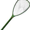 Aventik Fly Floating Fishing Net Carbon Fiber Landing Trout Net Light Weight Clear Rubber Ghost Net Catch & Release (ONLY Long Handle Green Net)