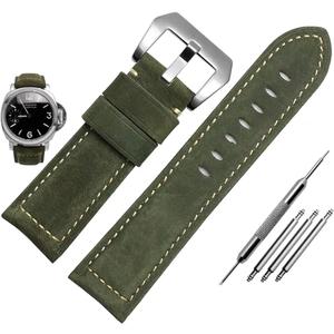 Vintage Leather Watch Bands for Men - Top Grain Leather Compatible with Panerai Watch Band, 24mm