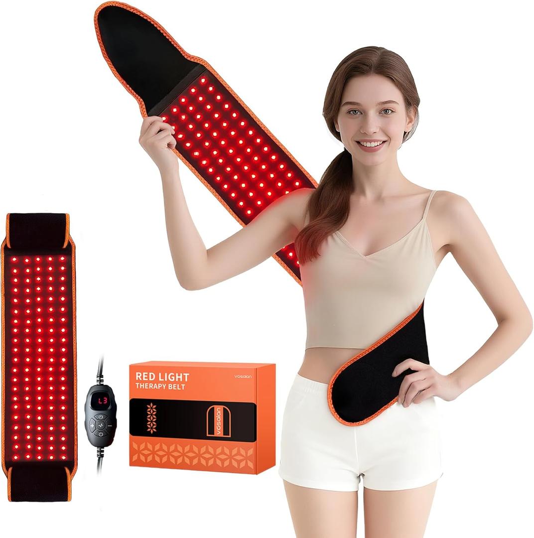Upgraded Red Light Therapy for Body - 660nm & 850nm LED with Timer, Red Light Belt for Muscle Pain Relief on Back, Shoulder, Waist - Wearable Infrared Wrap to Decrease Inflammation and Speed Healing