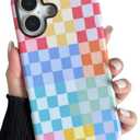 Longlayss Compatible with iPhone 17 Case（6.3"） with Cute Colorful Checkered Pattern, Shockproof Slim TPU and Hard PC Protective Phone Case for Women Girl Men - Colorful 4