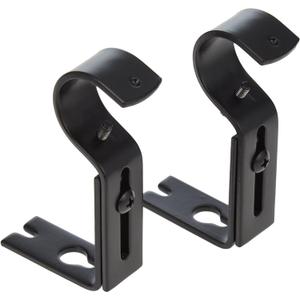 Amazon Basics Adjustable Curtain Rod Wall Bracket Hooks, Set of 2, Black