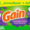 Gain Dryer Sheets Laundry Fabric Softener, Moonlight Breeze, 240 Count