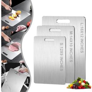 Titanium Cutting Board, 100% Pure Titanium Cutting Boards for Kitchen, Upgrade Hygiene & Durability Food-Grade Cutting Boards for Meat Fruit & Vegetable (1 Piece, 12"x9")