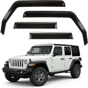 ALAVENTE Side Window in-Channel Deflectors Window Visor for Jeep Wrangler JL JLU 2018 2019 2020 4-Door, Wind Rain Shade Visor Guard (Not for JK)