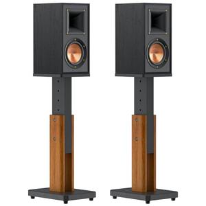 Height Adjustable Speaker Stands Pair for Studio Monitor & Bookshelf Speaker Stands-Wood Grain Floor Speaker Stands for Klipsch, ELAC, JBL, KEF, Edifier Surround Sound Speaker Stand Up to 50 Lbs