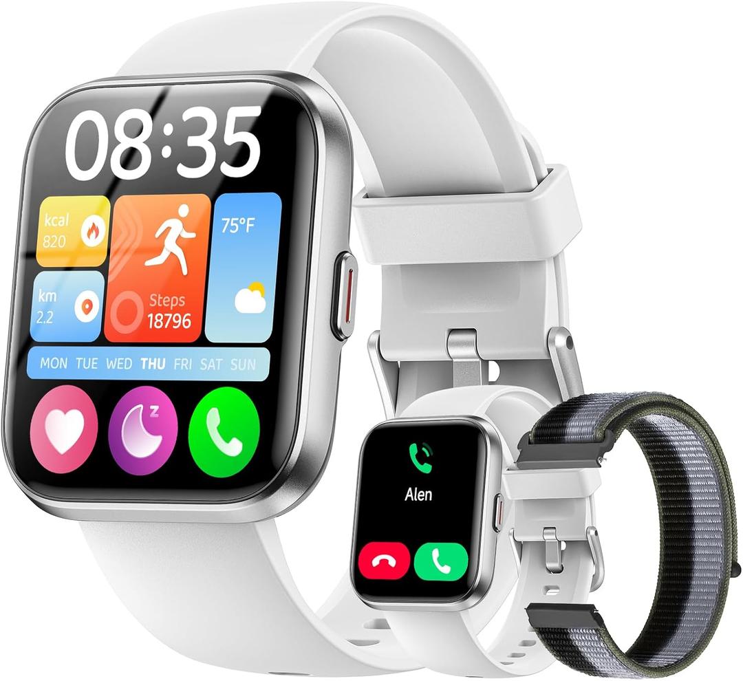 Smart Watch for Android Phones/iPhones, 1.85" HD Smart Watches for Women Men with Heart Rate/SpO2/Sleep Monitor, 3ATM Waterproof Fitness Tracker Watch with 120 Sport Modes, Health Tracker (White)