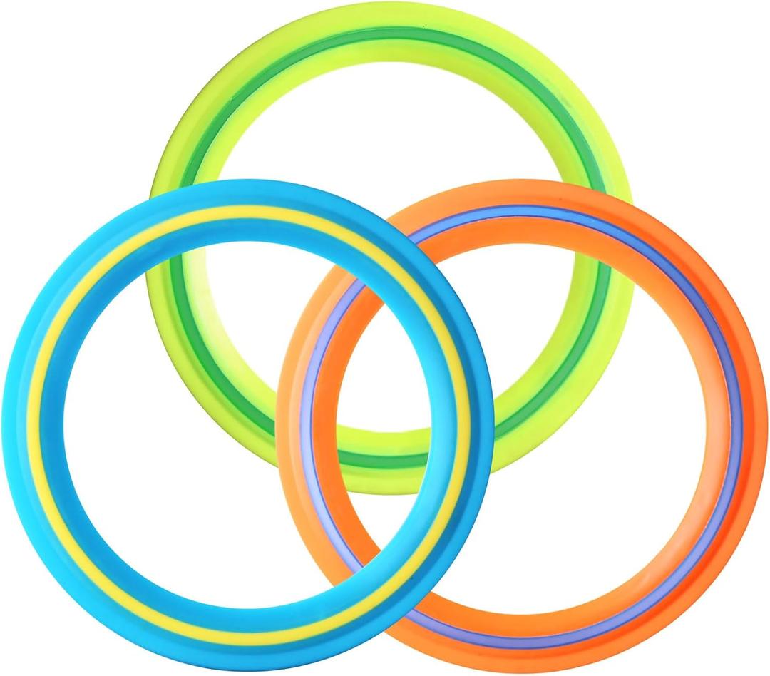 Flying Disc for Kids Adults 11 inch Flying Ring, 3 Pack Beach Backyard Sports Play Soft DiscsBest Sport Outdoor Tossing Toy Gift for 4+ Year Old Boys Girls Family 3PCS (YellowOrange & Turquoise)