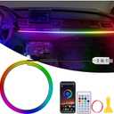Acrylic LED Lights for Car, 43.3in RGB Strip Light Car LED Lights Interior with USB Port, App Control, Music Sync, 146 LEDs Interior Ca r Lights for Women Men Gifts