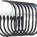 Goowin Shower Curtain Rings, 10 Pcs Shower Curtain Hooks, Oval Snap Shower Rings for Curtain, Metal Black Shower Curtain Rings Rust Proof, Glide Smoothly Shower Hooks for Shower Curtain Rod (Black)