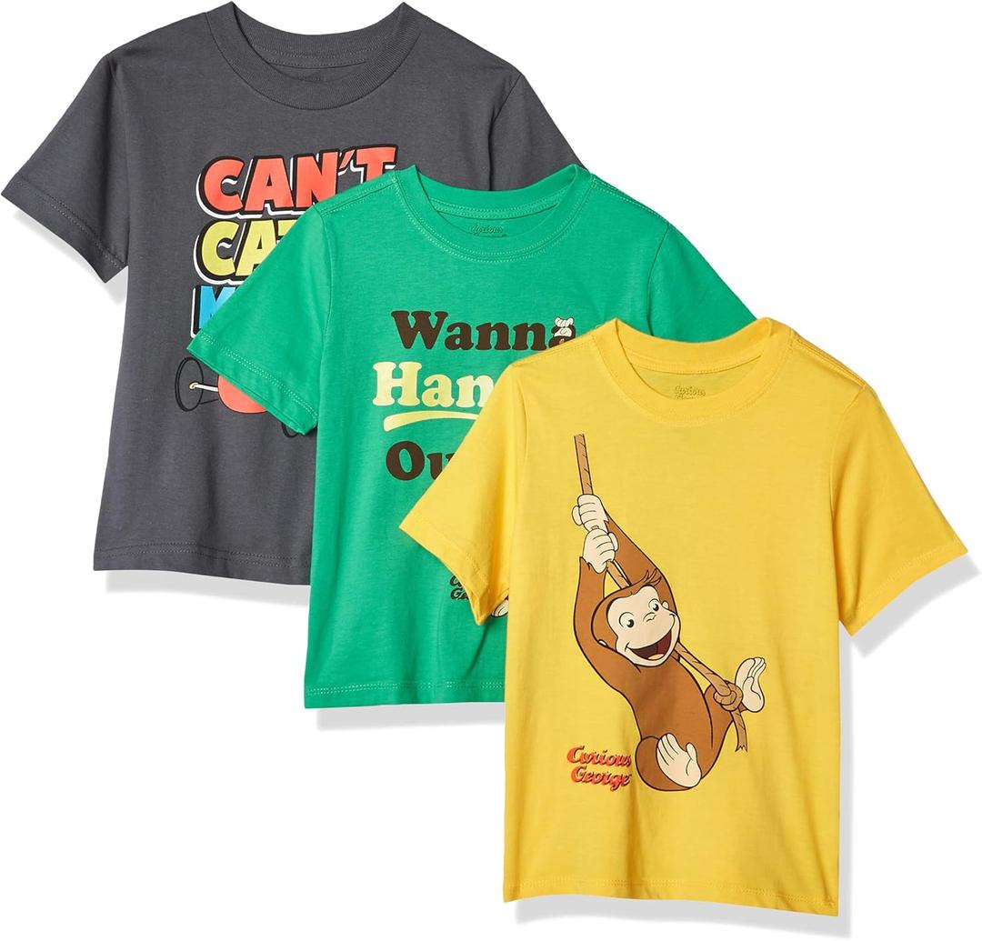 Curious George Little Boys' Toddler Boys T-Shirt 3-Pack No 1, Assorted, 4T
