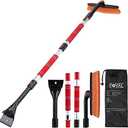 FOVAL 62.4" Snow Brush  Ice Scrapers for Car Windshield, 360°Pivoting Brush Head, Comfortable Foam Grip, Extendable Snow Removal Car Brush for Trucks SUVs, Essential Winter Tool