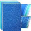 Feifeiya 48 Pack Glitter Foam Sheets Craft, 8 x 12 Inch Assorted Colors Sparkles Foam Papers for Classrooms DIY Projects Scrapbook Cutters Card Handicraft Gift(Gradient Blue)