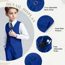 Visaccy Boys Formal Suit Slim Fit Dress Clothes Ring Bearer Outfit Tuxedo Suits,Adjustable Waist Size 14