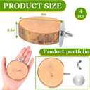4PCS Natural Wood Round Bird Perch Platform for Cage - Parrot Perch Stand for Conures, Cockatiels, Budgies, Lovebirds, Parrotlets, Small Bird Cage Accessories