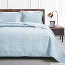Love's cabin Twin Quilt Set Spa-Blue Bedspreads - Soft Bed Summer Quilt Lightweight Microfiber Bedspread- Modern Style Coin Pattern Coverlet for All Season - 2 Piece (1 Quilt, 1 Pillow Sham) (Twin (68"x86"), Coin Pattern Spa-blue)
