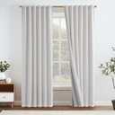 jinchan Linen 100% Blackout Curtains for Bedroom Living Room 90 Inches Long Grayish White Farmhouse Thermal Insulated Curtains Rod Pocket Back Tab Window Drapes with Gray Lining 2 Panels