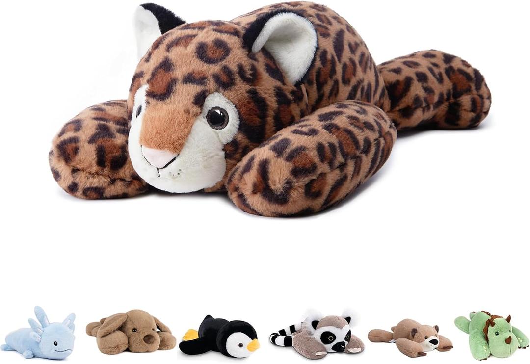 Niuniu Daddy 24" | 5 Pound Leopard Weighted Stuffed Animals for Kids Adults, Soft Leopard Weighted Beads for Plush Toys for Sleeping, Body Pillow for Present Birthday Christmas Holiday (Warm Brown Leopard Print)