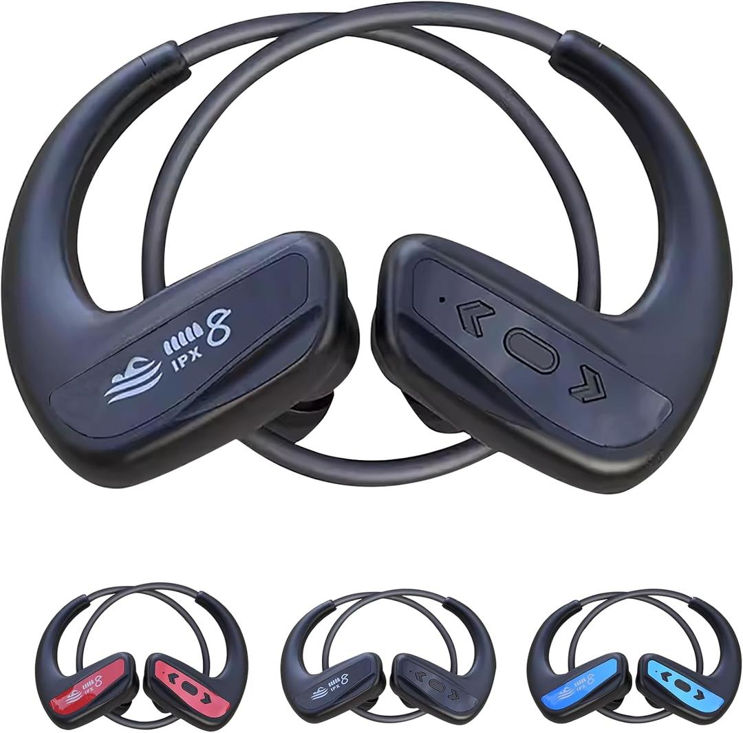 Swimming Headphone Underwater Waterproof Bluetooth ipx8 Black 32G MP3 Player,in Ear no Falling, for Running Diving Cycling Hiking Gym Spa Other Sports(Black)