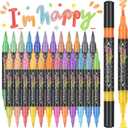48 Colors Duo Glitter Brush Markers, 24 Pack Water-based Ink Glitter Pens, Metallic Sparkle Markers for Doodle Writing, Glitter Art Crafts Gifts Trendy Stuff Art Supplies Crafts Gifts 4-16