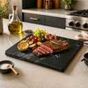 Marble Cutting Board For Kitchen, 16x16 Inch Pastry Board, Black Marble Slab With Non-Slip Feets For Cheese, Candy, Baking, Chocolate, Pack Of 1 Piece
