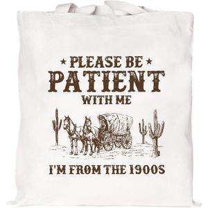 Vintage Nostalgic Canvas Tote Bag for Women Cute Trendy Graphic Retro Design Tote Bags with Zipper Pockets