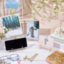 16 Pcs Iron Plate Stands for Display, 4.09 Inch Golden Easel Display Stand Vintage Plate Holder Card Plate Stands Foldable Photo Holder for Home Table Canvases Party
