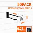 Heavy Duty 6" Slatwall Hooks with Label Holder, 50 Pack Double-Bar Black Metal Slatwall Panel Hangers for Retail Shop Garage Display