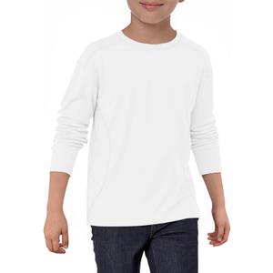 Haloumoning Boys Long Sleeve Shirts Kids Crewneck Oversized Casual Tees Fall Fashion Shirt Tops 5-14 Years (White)