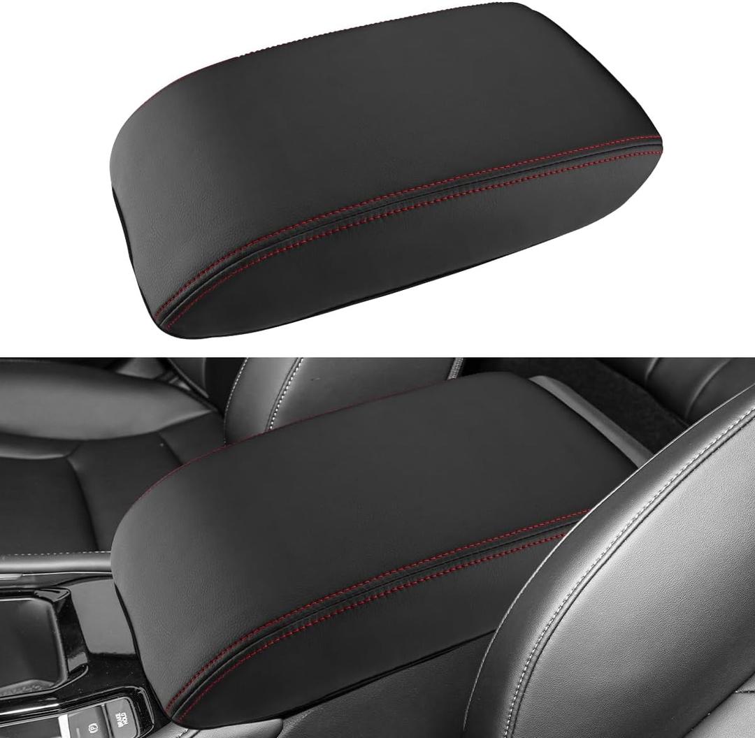 INTGET for 2026 Honda Accord Accessories Center Console Cover for Honda Accord 2023 2024 2025 Leather Car Armrest Arm Rest Box Lid Middle Console Seat Cover Protector(Red Stitches,2023+)