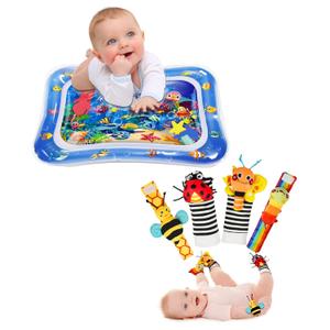 Infinno Tummy Time Mat Toys and Baby Rattle Socks Combo, Perfect Baby Shower Gifts for Newborns Baby Toys, Baby Stuff
