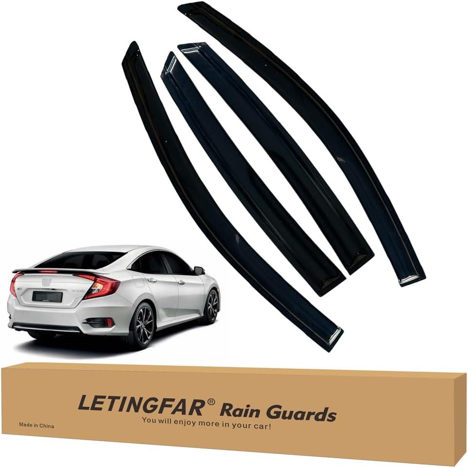 Window Visors Rain Guards for Honda Civic 2016 2017 2018 2019 2020 2021 Accessories, Wind Deflectors Vent Shades for Honda Civic