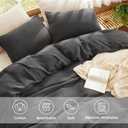 Bedsure 100% Muslin Cotton Duvet Cover King Size - Ultra-Soft Gauze Duvet Cover, PureWoven Breathable & Lightweight Bedding Set with Button Closure and Corner Ties (Dark Grey, King, 104"x90")