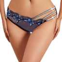 Womens Sexy Panties Butterfly Flower Embroidered Underwear Mesh Panties Glitter Waist Band Panty Pack S