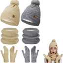 MEWTOGO Thick Fleece Winter Warmer Breathable Beanie Neck Gaiter Touchscreen Gloves Set for Women Gifts, 2 Sets