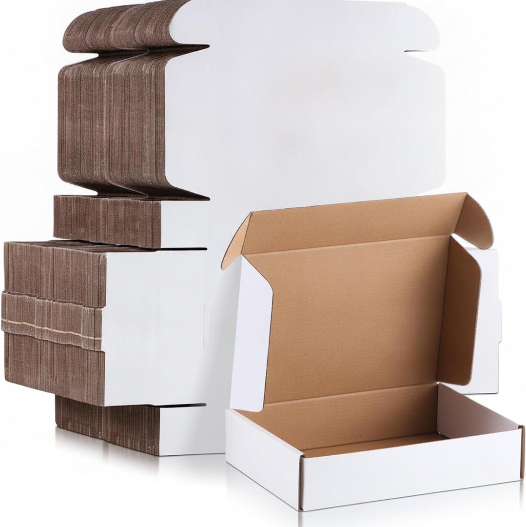 Qilery 400 Pcs 5.9 x 3.9 x 1.2 Inches Mailing Boxes White Mailer Boxes